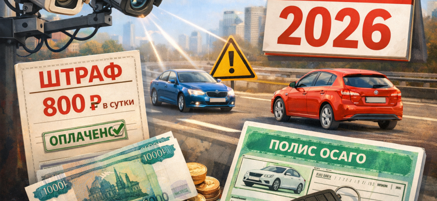 Штрафы за езду без ОСАГО 2026: новые правила и ограничения