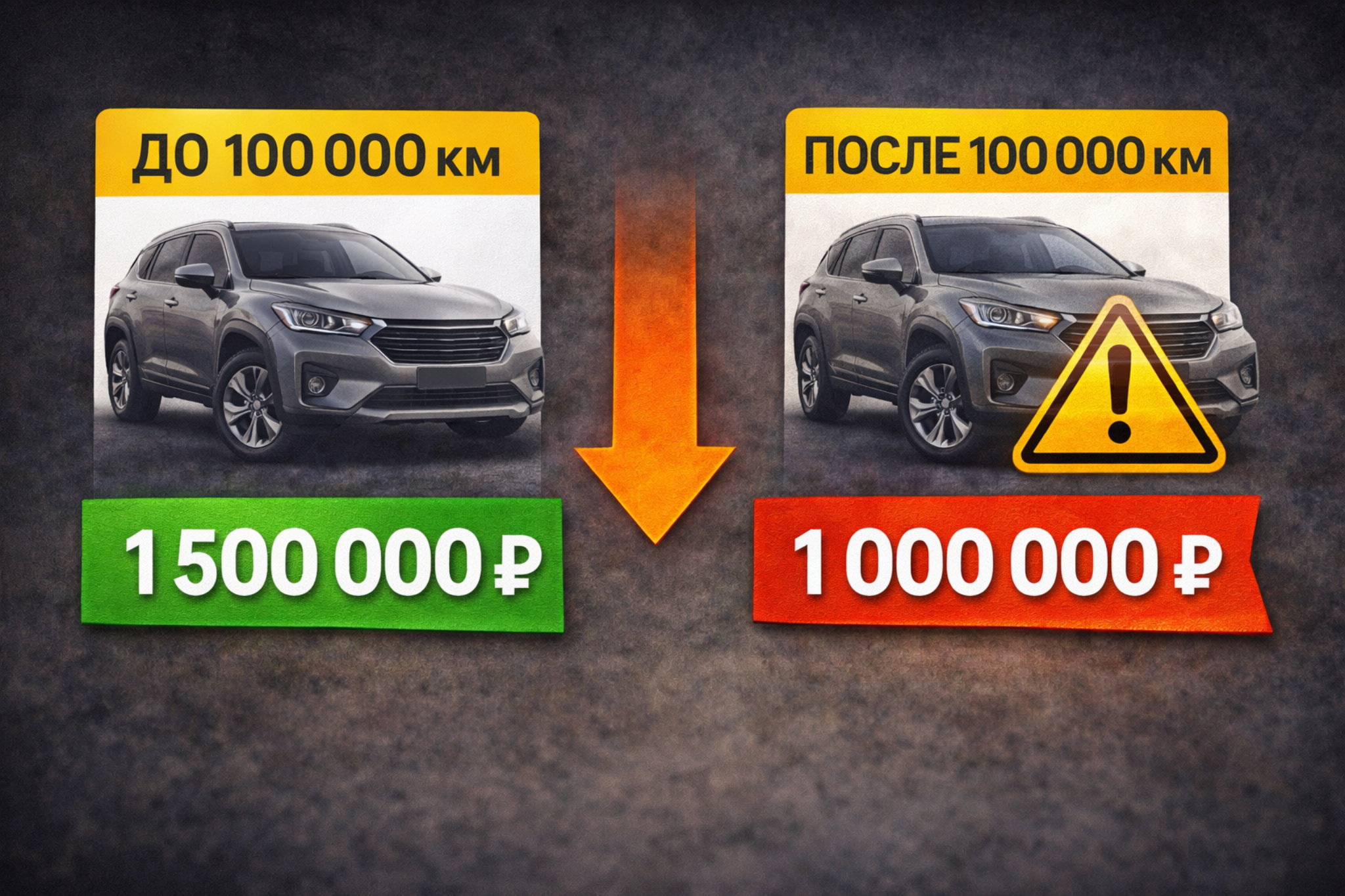 Падение цены автомобиля после 100000 км Падение цены автомобиля до и после 100000 км на вторичном рынке
