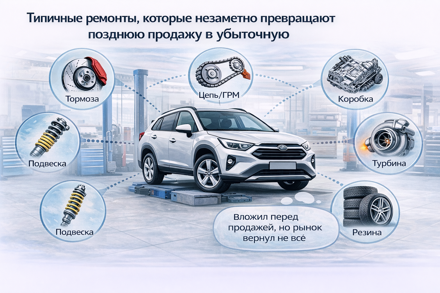 Ремонты перед продажей автомобиля которые не окупаются — тормоза, подвеска, коробка