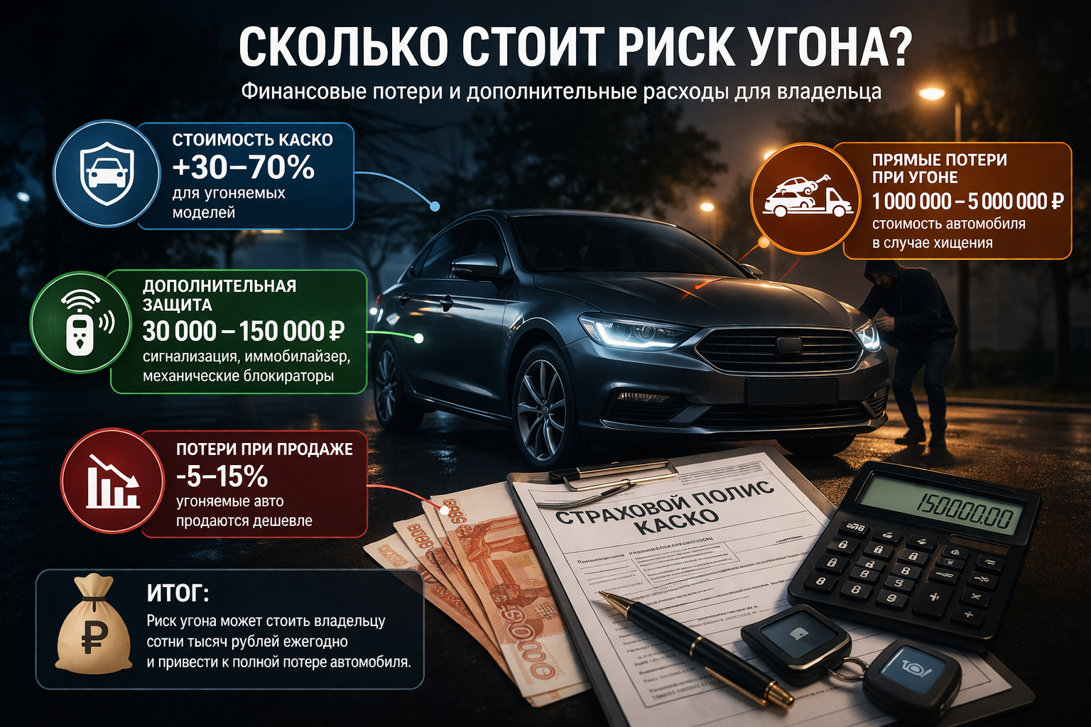 сколько реально стоит риск угона автомобиля финансовые потери владельца из-за риска угона автомобиля