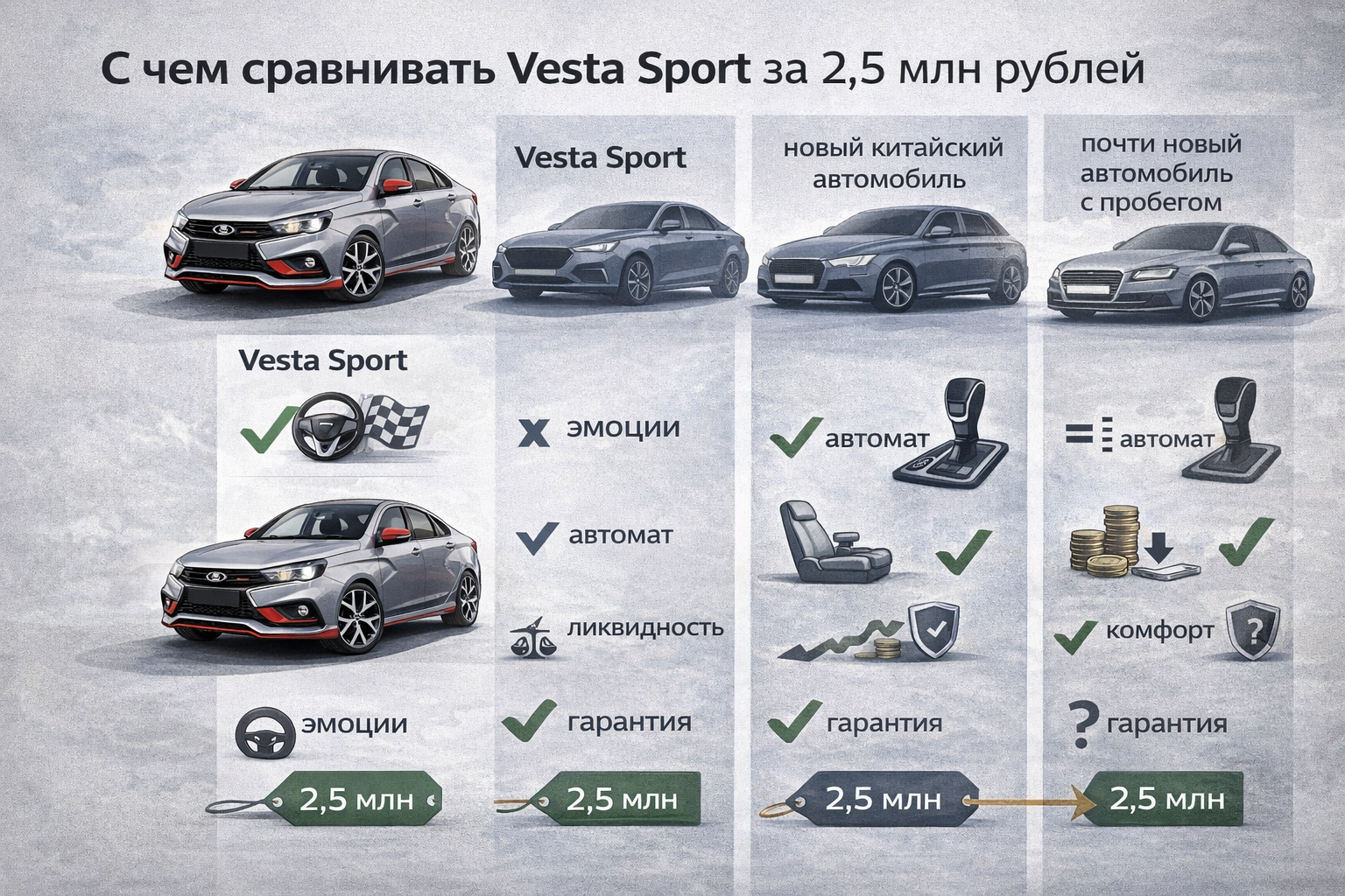 С чем сравнивать Lada Vesta Sport за 2,5 млн рублей Lada Vesta Sport и альтернативы за 2,5 млн рублей — сравнение с конкурентами