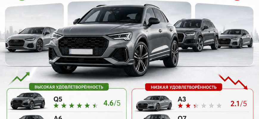 Названы модели Audi с самой высокой и низкой удовлетворённостью владельцев